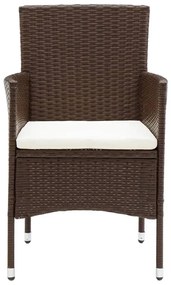 3 pcs conj. bistrô de jardim vime PE e vidro temperado castanho