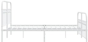 Estrutura de cama com cabeceira e pés 137x190 cm metal branco
