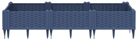 Vaso/floreira de jardim c/ estacas 125x40x28,5 cm PP cinzento azul