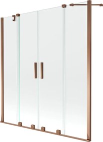 Mexen Velar Duo paravento de duche 2-painéis deslizantes 160 x 150 cm, transparente, ouro rosa - 896-160-000-02-60