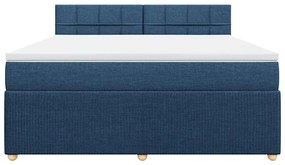 Cama com molas/colchão 180x200 cm tecido azul