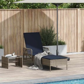 vidaXL Espreguiçadeira Cinza Rattan PE 157 x 55 x 92 cm Dobrável