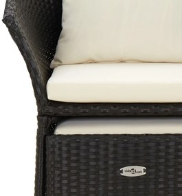 2 pcs conjunto lounge de jardim c/ almofadões vime PE preto