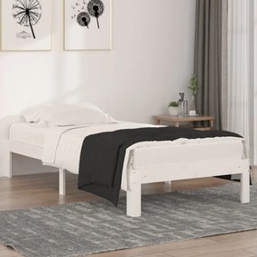 Estrutura de cama solteiro 90x190 cm madeira maciça branco