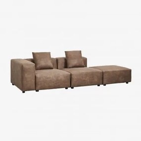 Sofá Modular De Canto Esquerdo De 2 Peças Com Apoio De Braço Alto E Puff (↔︎285 Cm) Bruna Camurça Café Castanho - Sklum