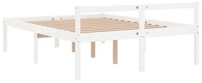 Estrutura de cama casal 135x190 cm pinho maciço branco