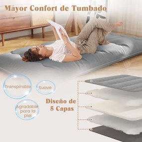 Colchão enrolável para o chão com capa lavável e com bolsa de transporte 200 x 90 x 10 cm - cinzento