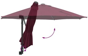 Parasol de Jardim Montado na Parede Bordeaux Vermelho 250 cm
