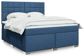 Cama com molas/colchão 180x200 cm tecido azul
