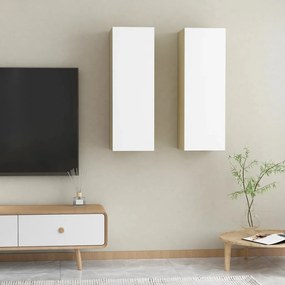 vidaXL Móveis de TV 2pcs derivados de madeira branco e carvalho sonoma