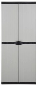 Armário arrumação jardim 3 prateleiras 68x40x168cm cinza/preto