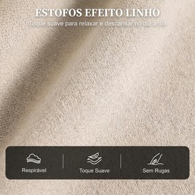 Poltrona Reclinável em Tecido Aspeto Linho com Apoio para os Pés, Creme