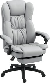 Vinsetto Cadeira para Secretária Poltrona Massagem 6 Pontos de Massagem e Apoio para os Pés Retrátil 68,5x68,5x113-121 cm Cinza | Aosom Portugal