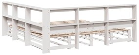 Cama com estante sem colchão 180x200 cm pinho maciço branco