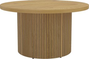 HOMCOM Mesa de centro redonda em madeira, mesa de sala com pé canelado, estilo moderno, efeito madeira natural | Aosom Portugal