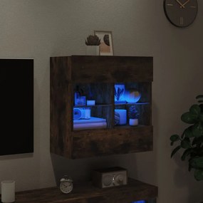 Móvel parede p/ TV c/ luzes LED 58,5x30x60,5 cm carvalho fumado