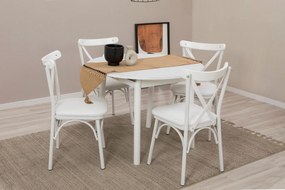 Conjunto de Mesa de Jantar Extensível Oliver – Branco – Mesa: 100x75x1