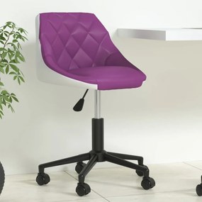 Cadeira de escritório giratória couro artificial roxo e branco