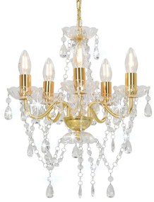 vidaXL Lustre com contas de cristal redondo 5 x E14 dourado