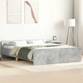 vidaXL Estrutura de cama c/ painéis de cabeceira e pés cinza cimento