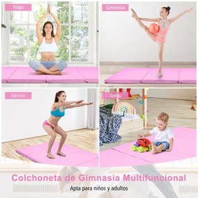 Tapete de ginástica dobrável e antiderrapante Tapete de chão macio dobrável para exercícios de ioga fitness em casa 240 x116 x 5 cm Rosa