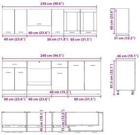 Conjunto de Armários de Cozinha 8 Peças Carvalho Fumado Madeira de Eng