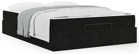 Estrutura da Cama com armazenamento Preto 140 x 200 cm Veludo