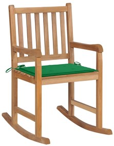3062762 vidaXL Cadeira de baloiço com almofadão verde teca maciça