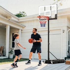 Cesto de basquetebol infantil portátil de 100-212 cm com tabela de PC inquebrável, base enchível e rodas Preto e branco
