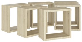 Prateleiras de parede em forma de cubo 6 pcs 30x15x30cm sonoma