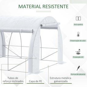 Outsunny Estufa Tipo Túnel 3x3x2m Estufa de Jardim com Porta Enrolável