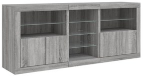 Aparador com luzes LED 162x37x67 cm cinzento sonoma