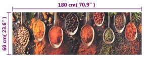 Tapete de cozinha lavável 60x180 cm veludo colheres/especiarias