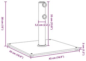 Base de guarda-sol para postes de Ø32/38/48 mm 17 kg quadrado