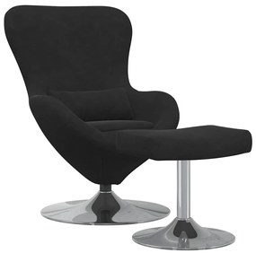 Poltrona Egg vidaXL com Puff Veludo Preto