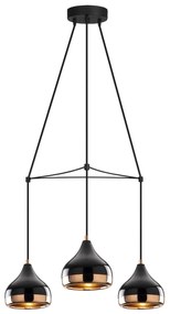 Candeeiro Chandelier Yildo – Preto e Cobre – Diâmetro 54 cm, Altura 17