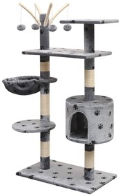 Árvore para gatos c/ postes arranhadores sisal 125 cm cinzento