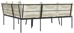 Conjunto de sofás de jardim c/ almofadões aço/textilene preto