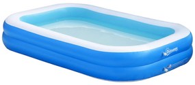 Outsunny Piscina Inflável Retangular 1300 Litros 262x176x56cm para 1-2 Pessoas Piscina Insuflável para Adultos e Crianças para Jardim Pátio Exterior Azul