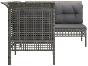 4 pcs conjunto lounge de jardim c/ almofadões vime PE cinzento