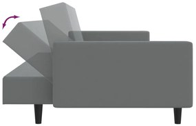 Sofá-cama de 2 lugares veludo cinzento-claro