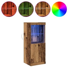 Sideboard vidaXL com luzes LED em madeira velha 41x37x100 cm