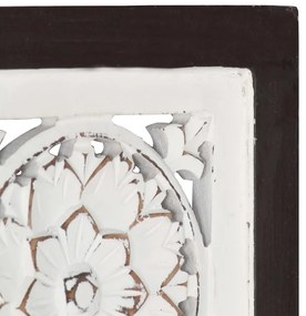 Painel parede esculpido à mão MDF 40x40x1,5 cm castanho/branco