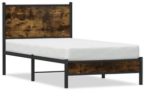 Estrutura de cama com cabeceira 80x200 cm metal carvalho fumado