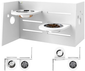 PawHut Comedouro para Cães Elevado com 3 Alturas 2 Tigelas 2x1L e Sistema de Alimentação Lenta 63x58,5x40 cm Branco | Aosom Portugal