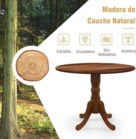 Mesa de jantar redonda de 100 cm para 4 pessoas em madeira de cauchu com base em pedestal para sala de estar e sala de jantar Cor Nogueira