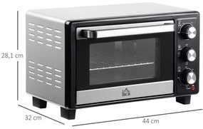 HOMCOM Mini Forno 16L com 3 Modos de Aquecimento Temperatura até 230°C