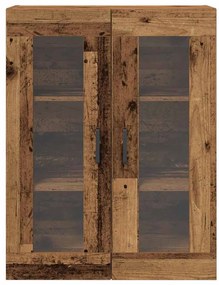 Armário Montado na Parede com Portas de Vidro - Madeira Velha - 69.5x3