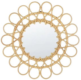 Espelho de parede em rattan cor natural ⌀ 60 cm BABAI Beliani