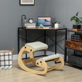 Cadeira de joelhos, cadeira ergonómica em madeira com função de balanço, cadeira de joelhos ajustável para escritório em casa